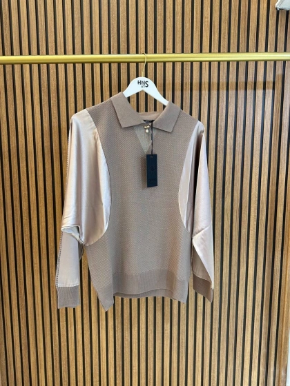 Ghisa 3651T4414 Kahve Kolları Saten Detaylı Tunik