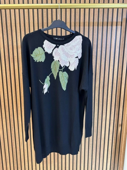 Ghisa 3651T4415 Siyah Yakası Detaylı Tunik