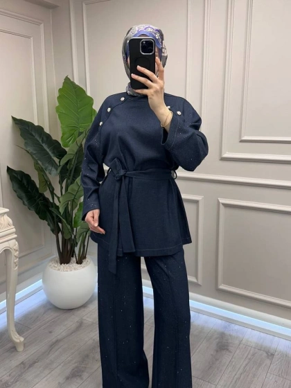 Ghisa 3610T9224 Lacivert Yakası Düğme Detaylı Takım