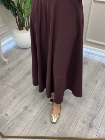 Yusuf Özdemir 26Y1627 Bordo Cepli Etek Ucu Dikişli Etek