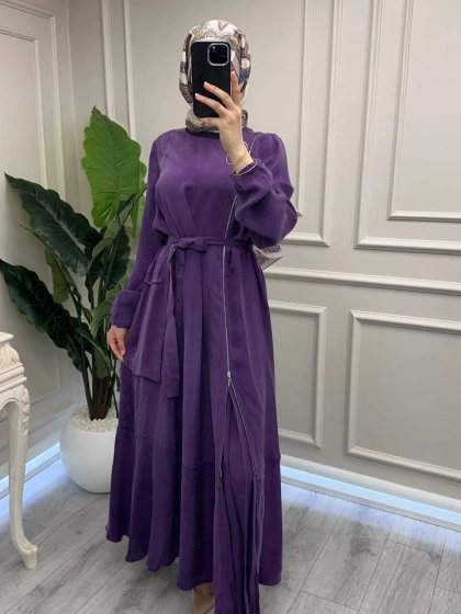 Misswhence 39809 Mor Fermuar Detaylı Elbise