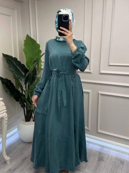 Misswhence 39809 Mint Fermuar Detaylı Elbise