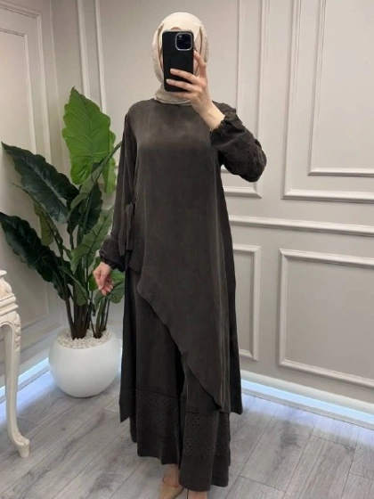 Misswhence 39003 Kahverengi Tunik Takım