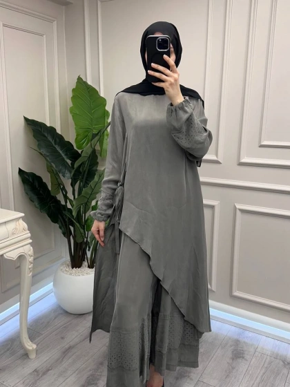 Misswhence 39003 Gri Tunik Takım