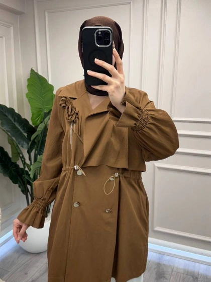 Trenç 3741 Kahve Kruvaze Yaka Kap