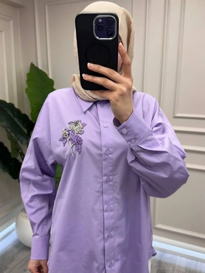 Exquise E26Y06208077 Lila Chevalier Gömlek