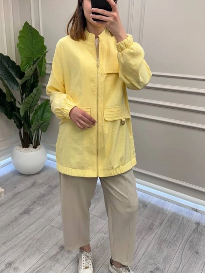 Nuss Triko 26Y6041 Sarı Nervür Detaylı Kap