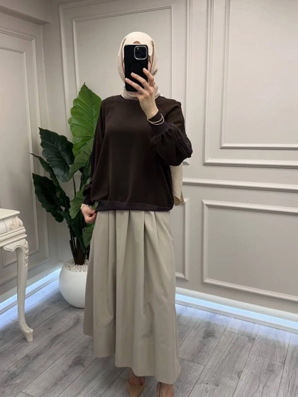 Ghisa 3630T4305 Kahve Kol Kısmı Detaylı Tunik