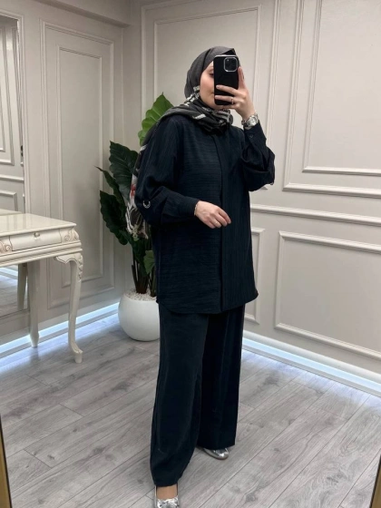 Nuss Triko 26Y1055 Siyah İkili Takım