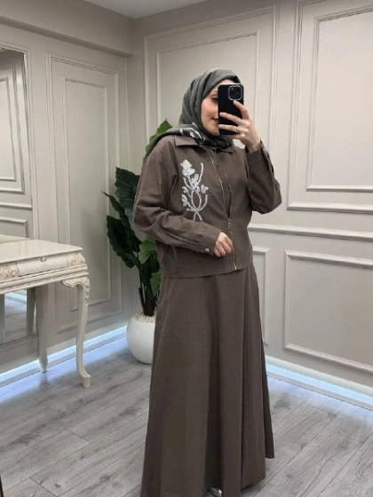 Wennora 1025 Kahve İkili Elbise