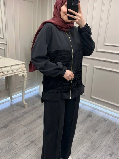 Nuss Triko 26Y1048 Siyah İkili Takım