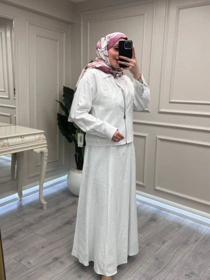 Wennora 1025 Beyaz İkili Elbise