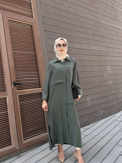 Nuss Triko 26Y6036 Zümrüt Önü Çıtçıtlı Kap