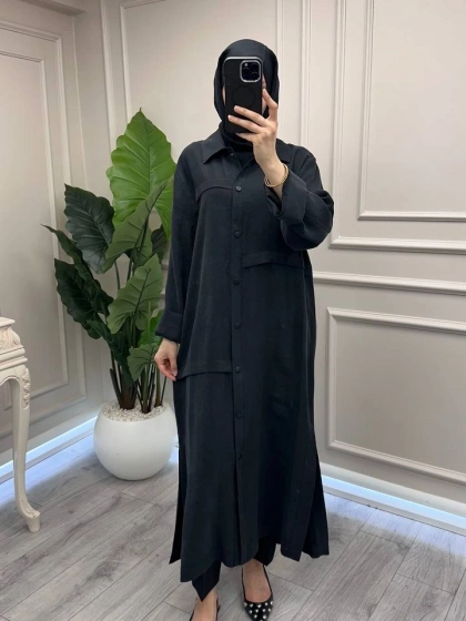 Nuss Triko 26Y6036 Siyah Önü Çıtçıtlı Kap