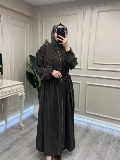 Misswhence 39505 Kahverengi Nervür Detaylı Kap