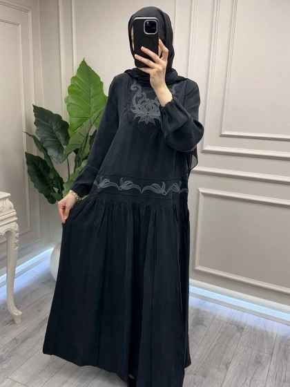 Misswhence 39820 Siyah İşlemeli Elbise