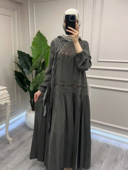 Misswhence 39820 Haki İşlemeli Elbise