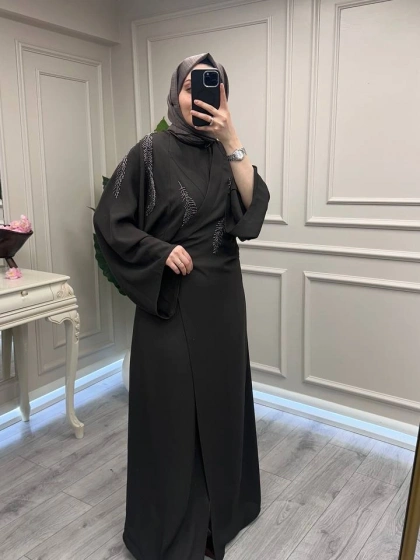 Ghisa 3610T9187 Kahve İç Elbiseli Abaya