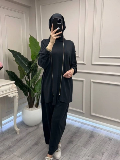 Ghisa 3610T9241 Siyah Fermuar Detaylı İkili Takım