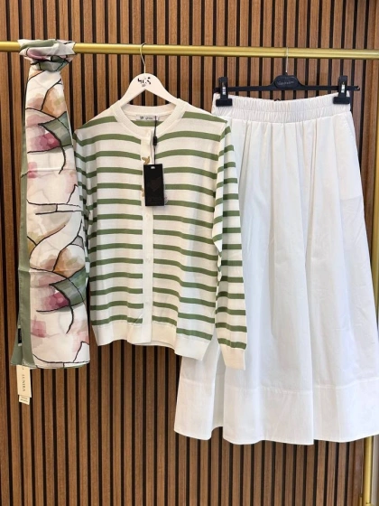 Ghisa 3620H3313 Ekru Yeşil Hırka