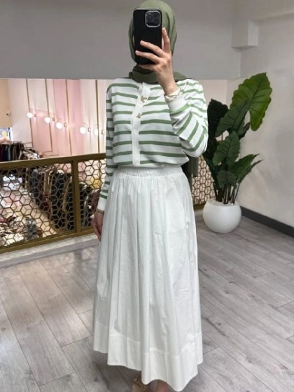 Ghisa 3620H3313 Ekru Yeşil Hırka