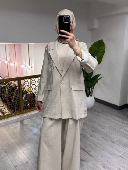 Ceremony 26Y835 Taş Cebi Taş İşlemeli İkili Takım