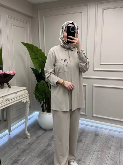 Wennora 1018 Taş Cep Detaylı İkili Takım