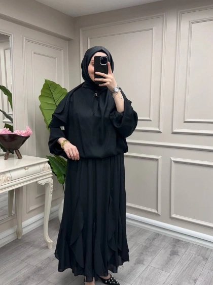 Yusuf Özdemir 26Y1631 Siyah Fırfırlı Etek
