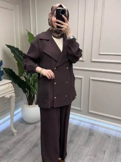 Nuss Triko 26Y1091 Kahve Ceketli Takım
