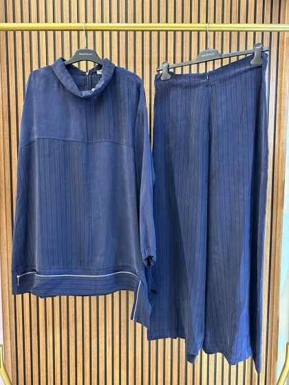 Misswhence 39009 Lacivert Fermuar Detaylı Tunik Takım