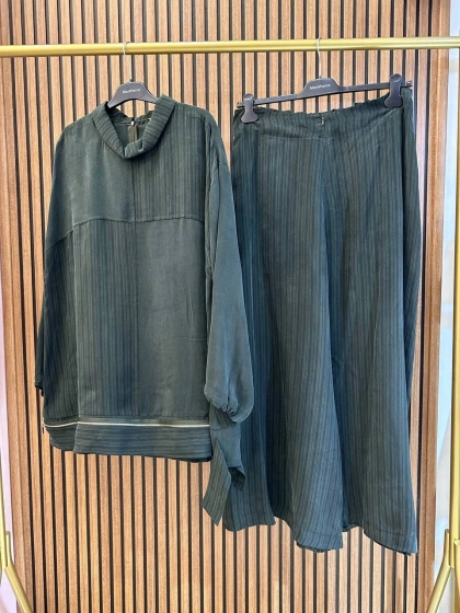 Misswhence 39009 Haki Fermuar Detaylı Tunik Takım