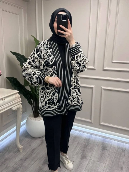 Ghisa 3610H3265 Siyah Brode Detaylı Hırka