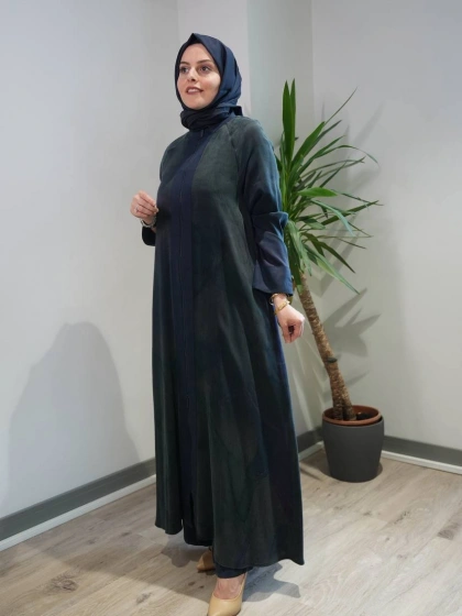 Miss Dalida 2268778 Lacivert Renkli Fermuarlı Uzun Kap