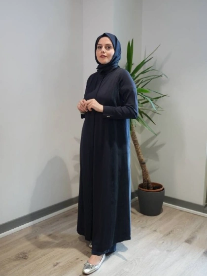 Miss Dalida T26Y-8002 Lacivert Gizli Patlı Düz Renk Triko Kap