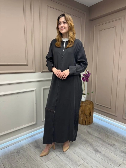 Almarwah Black 50933 Acı Kahve Fermuar Detaylı Kap (Büyük Beden)