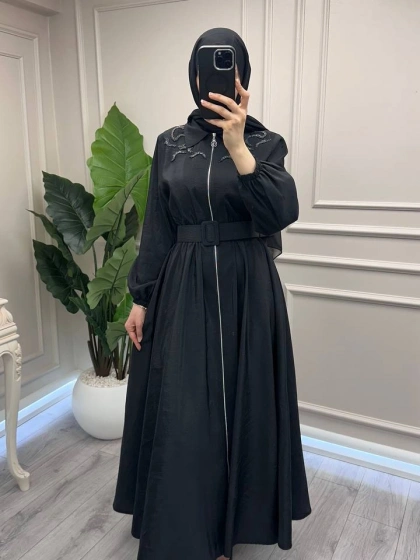 Ceremony 26Y760 Siyah Belden Kemerli Elbise