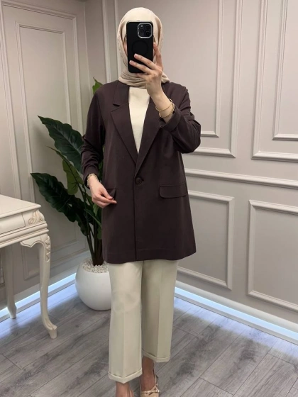 Ceremony 26Y878 Kahve Tensel Lycell Blazer Ceket