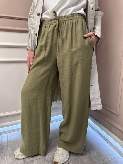 Ceremony 5347 Haki Beli Lastik ve Bağlama Detaylı Pantolon