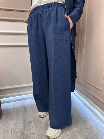 Ceremony 5355 Lacivert Beli Lastikli Bol Paça Pantolon