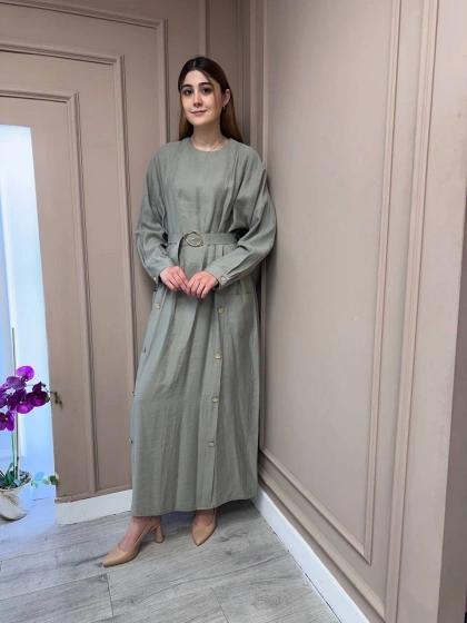 Ceremony 5735 Gri Düğme Detaylı Elbise