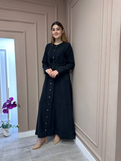 Ceremony 5741 Siyah Önden Düğmeli Elbise