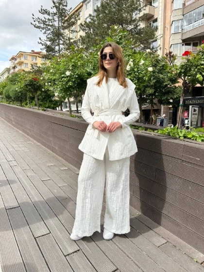 Ceremony 58124 Ekru Yelekli İkili Takım