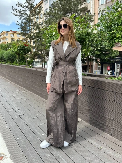 Ceremony 58124 Kahverengi Yelekli İkili Takım