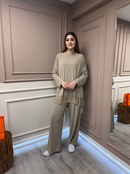 Ceremony 59111 Bej Şifon Detaylı Takım