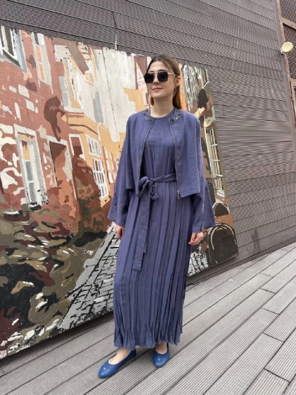 Ceremony 5915 İndigo Arkası Çapraz Bağlamalı Elbise