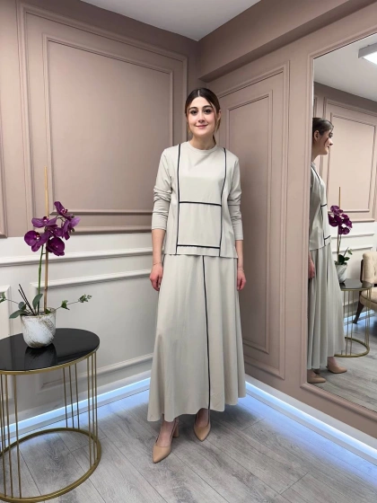 Ceremony 5929 Taş Biye Detaylı Etekli Takım