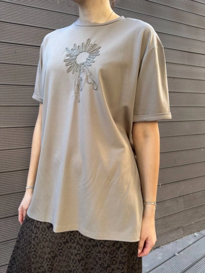 Ceremony 6138 Vizon Önü İşlemeli Kısa Kollu Bambu Bluz