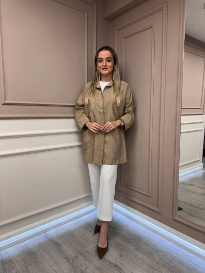 Ceremony 6148 Bej Cep Detaylı Gömlek