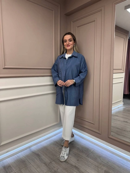 Ceremony 6148 İndigo Cep Detaylı Gömlek