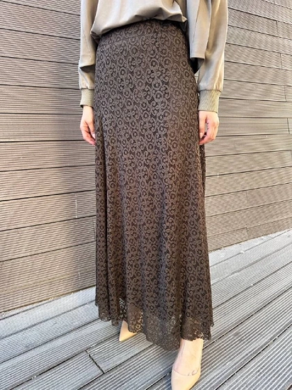 Ceremony 6618 Kahverengi Volanlı Dantel Etek